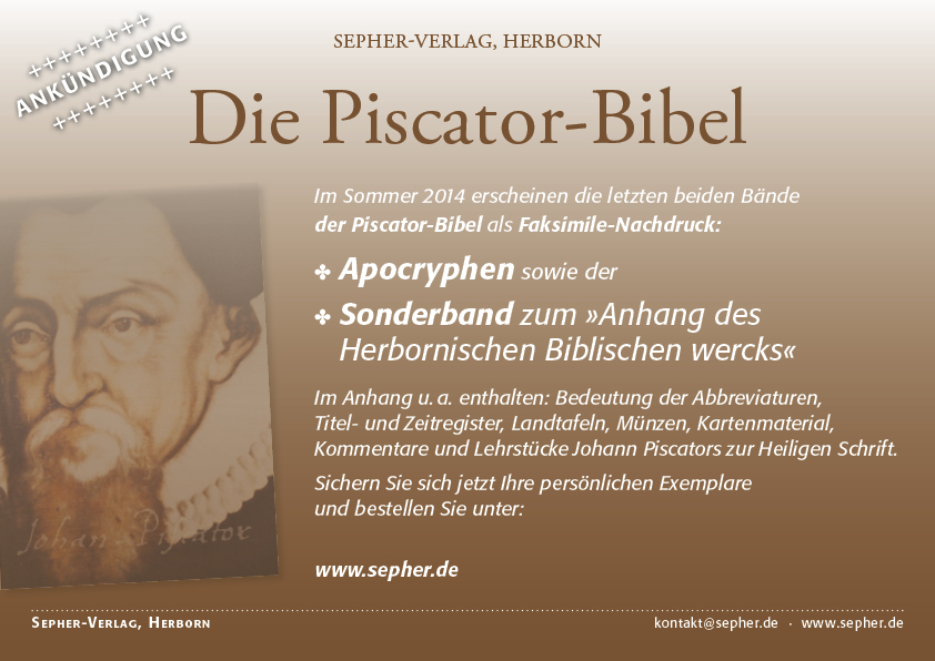 Piscator-Bibel Flyer Apokryphen und Sonderband zum Anhang